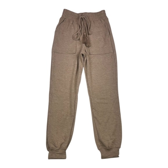 Moon River NWT Fleece Lined Tassel Jogger Neutral Brown XS - Picture 2 of 15